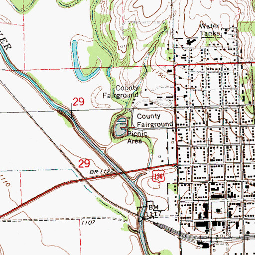 Topographic Map of Johnson County Fairgrounds Park Campground, NE