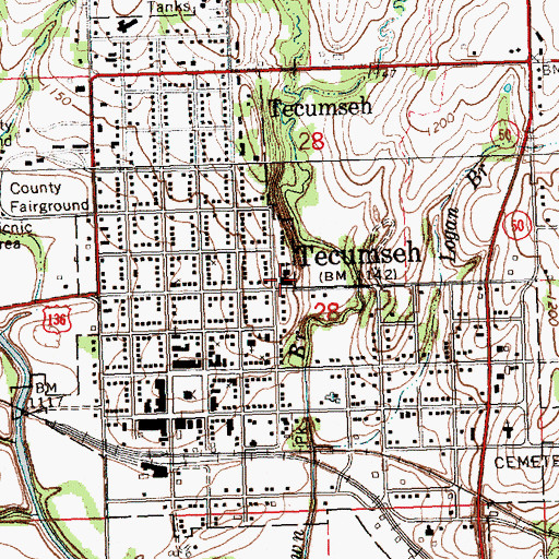 Topographic Map of Tecumseh Public Schools, NE