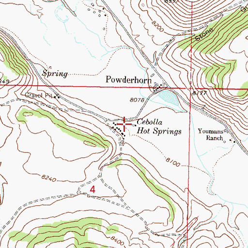 Topographic Map of Cebolla Hot Springs, CO