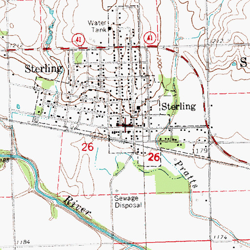 Topographic Map of Sterling Public Library, NE