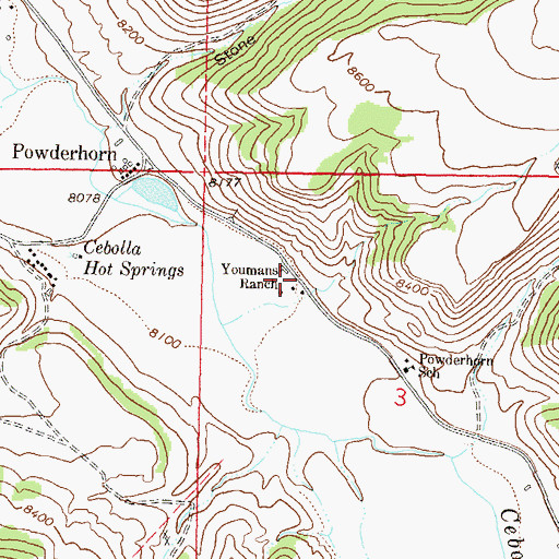 Topographic Map of Youmans Ranch, CO