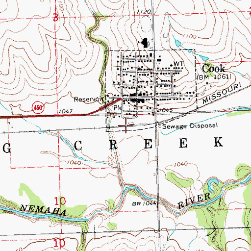 Topographic Map of Cook (historical), NE