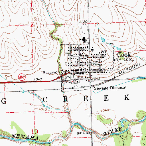 Topographic Map of Cook Post Office, NE