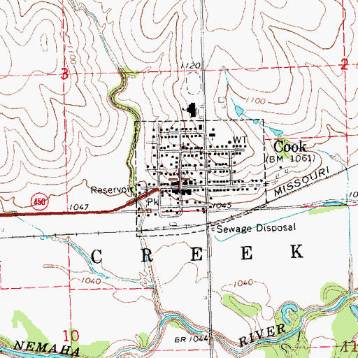 Topographic Map of Cook Public Library, NE