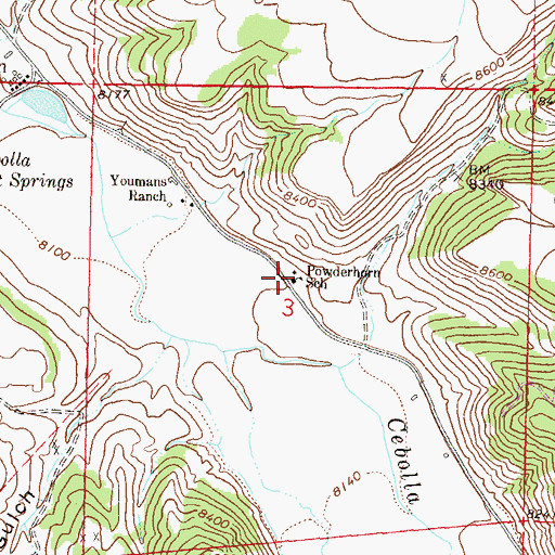 Topographic Map of Powderhorn School, CO