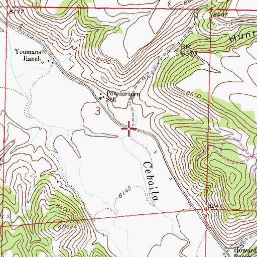 Topographic Map of Huntsman Gulch, CO