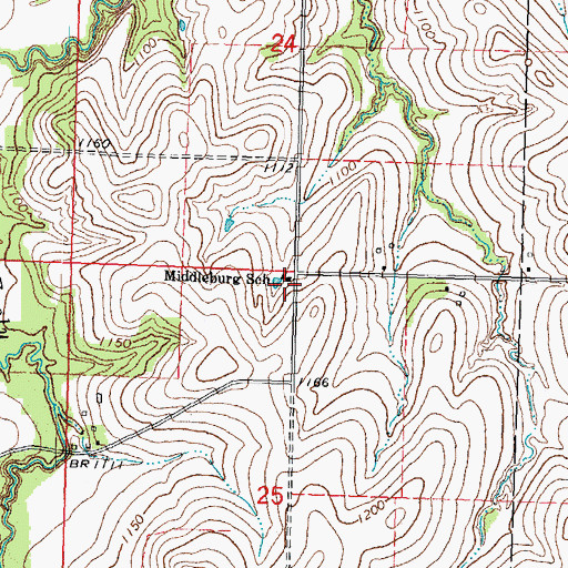 Topographic Map of Middleburgh Post Office (historical), NE
