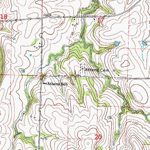 Topographic Map of Athens Post Office (historical), NE