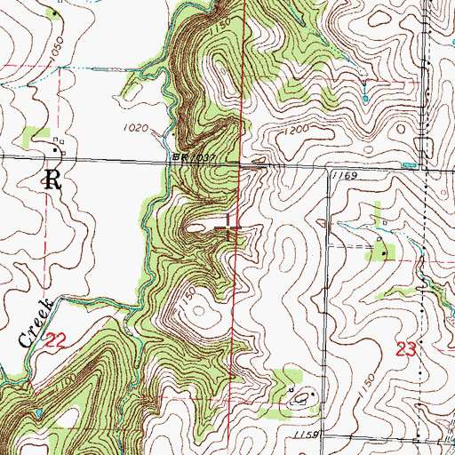 Topographic Map of Four Mile Creek State Wildlife Management Area, NE