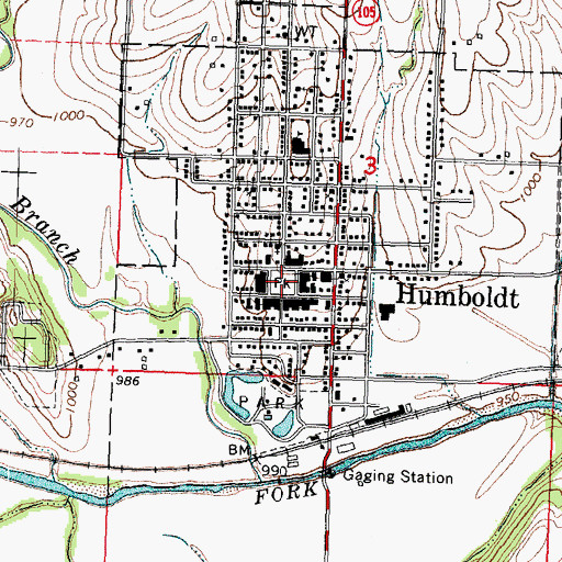 Topographic Map of Town Square Park, NE