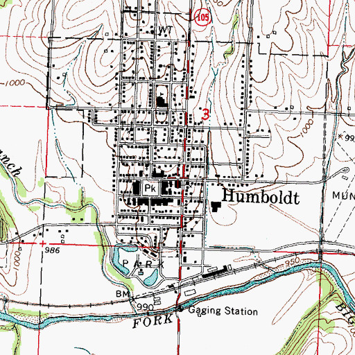 Topographic Map of Lions Club Fountain, NE