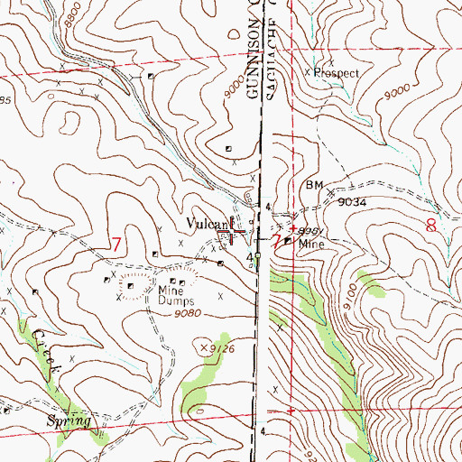 Topographic Map of Vulcan (historical), CO