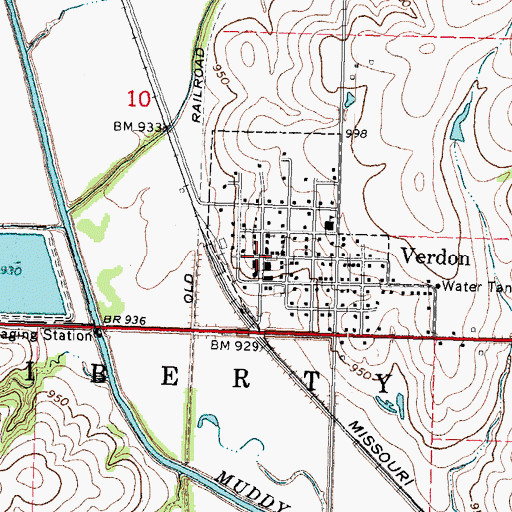 Topographic Map of Verdon Grain Company Elevator, NE