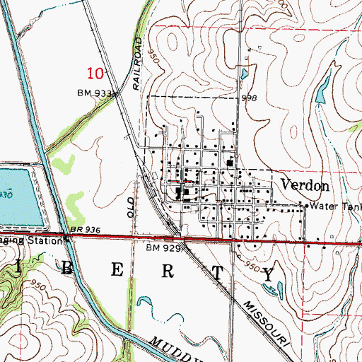 Topographic Map of Verdon Post Office, NE