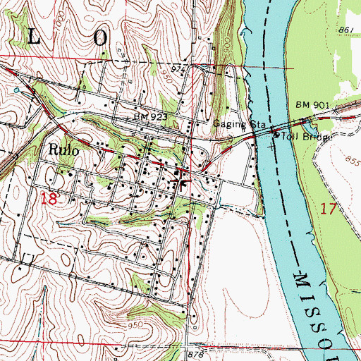 Topographic Map of Rulo Post Office, NE