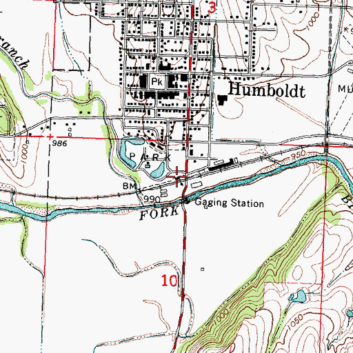 Topographic Map of Humboldt, NE