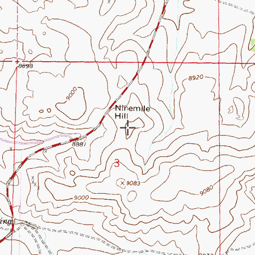 Topographic Map of Ninemile Hill, CO