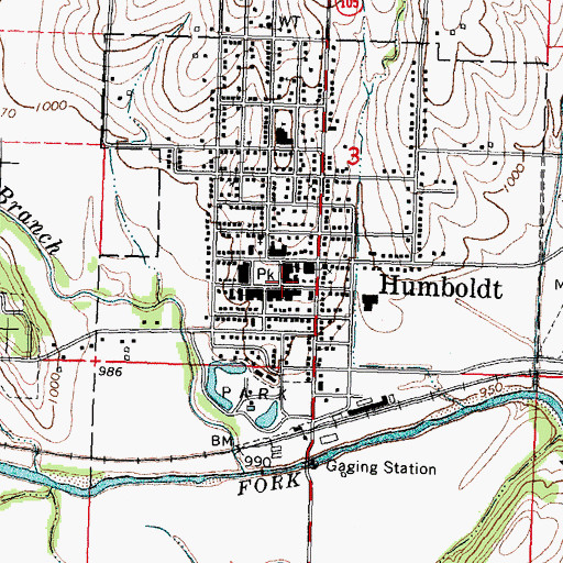 Topographic Map of Humboldt Volunteer Fire Department, NE