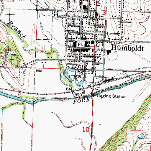 Topographic Map of Humboldt Lake Park, NE
