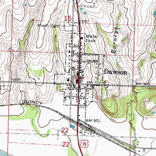 Topographic Map of Dawson Post Office, NE