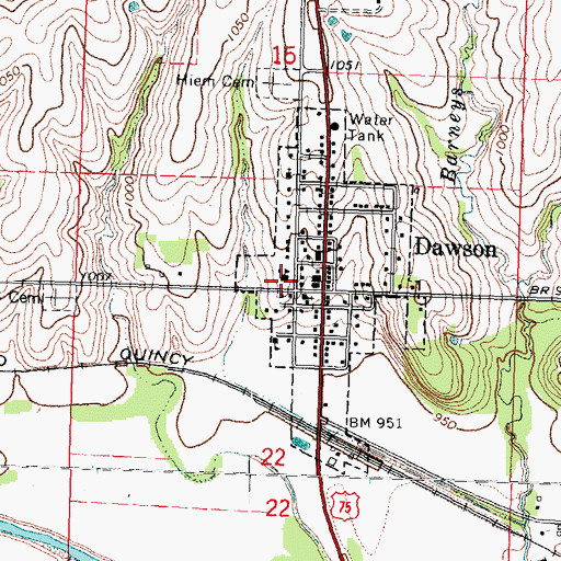 Topographic Map of Dawson-Verdon Public Schools, NE
