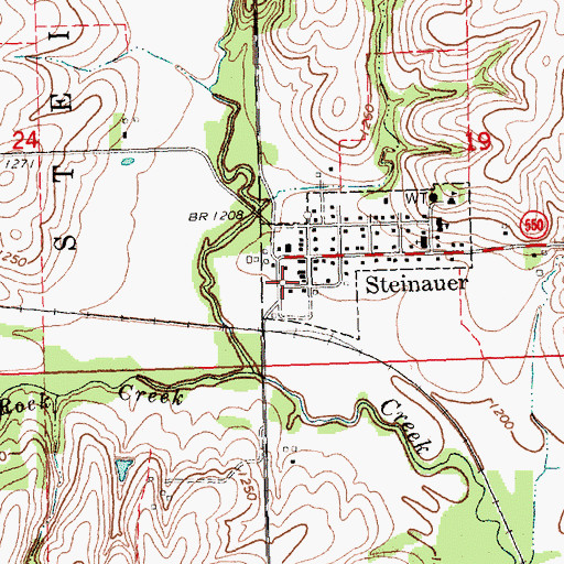 Topographic Map of Steinauer Volunteer Fire Department, NE