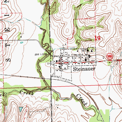 Topographic Map of Steinauer Post Office, NE