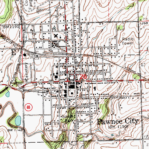 Topographic Map of Pawnee City Carnegie Public Library, NE