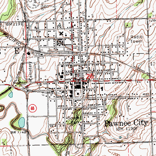 Topographic Map of Pawnee City Post Office, NE