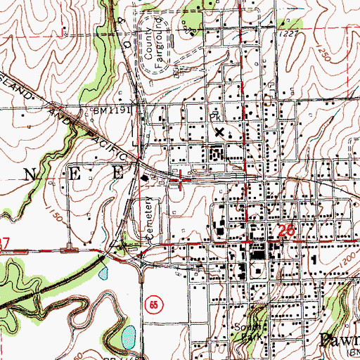 Topographic Map of Pawnee City, NE