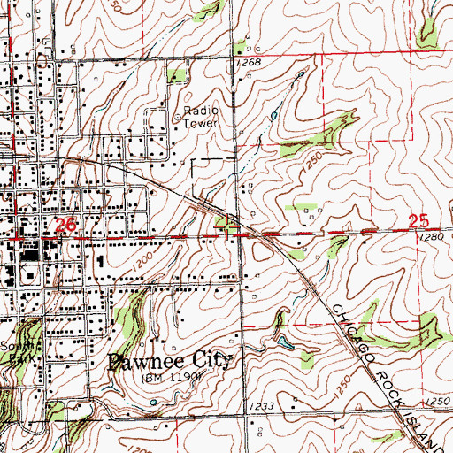 Topographic Map of Pawnee City Historical Society Museum, NE