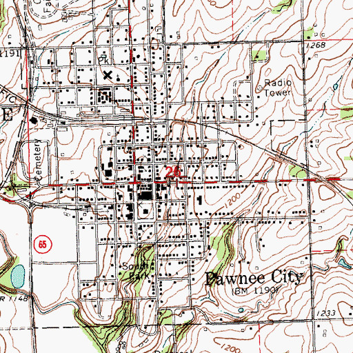 Topographic Map of Pawnee County Rural Health Clinic, NE