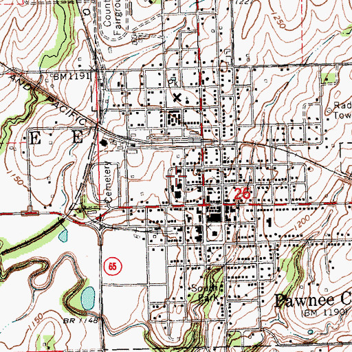 Topographic Map of Pawnee City Elementary School, NE