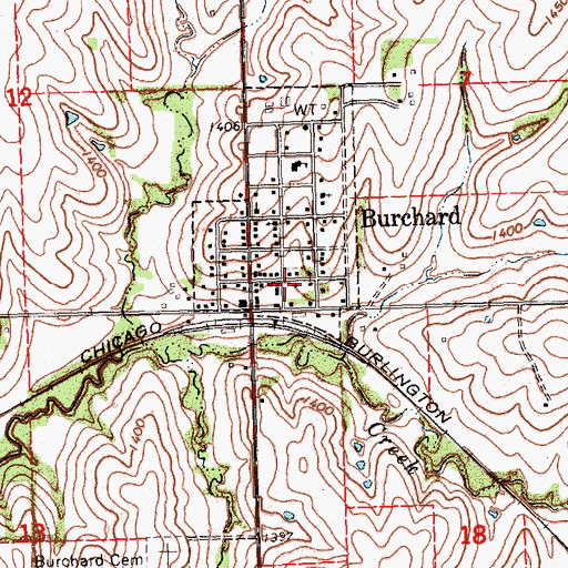 Topographic Map of Burchard Post Office, NE
