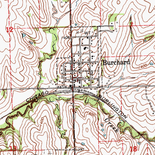 Topographic Map of Burchard Volunteer Fire Department, NE