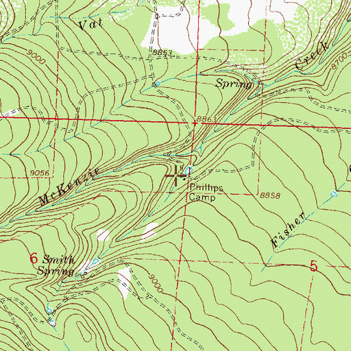 Topographic Map of Phillips Camp, CO