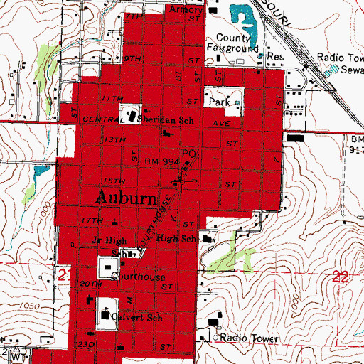 Topographic Map of Auburn Evangelical Free Church, NE