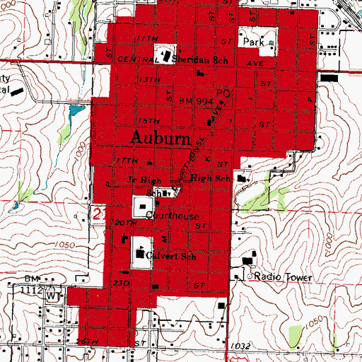 Topographic Map of Auburn Chiropractic Clinic, NE