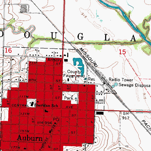 Topographic Map of Nemaha County Fairgrounds, NE