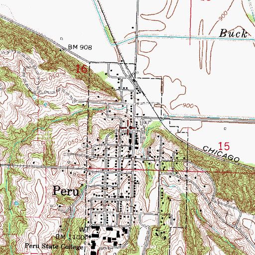 Topographic Map of Peru Volunteer Fire Department, NE