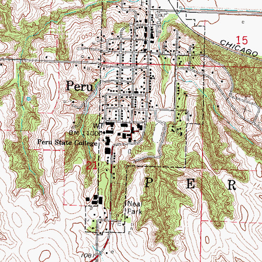 Topographic Map of Peru State College Auditorium, NE