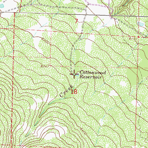 Topographic Map of Cottonwood Reservoir, CO