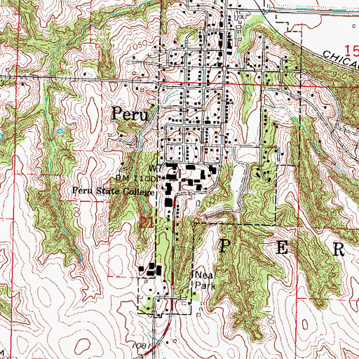 Topographic Map of Peru State College Library, NE