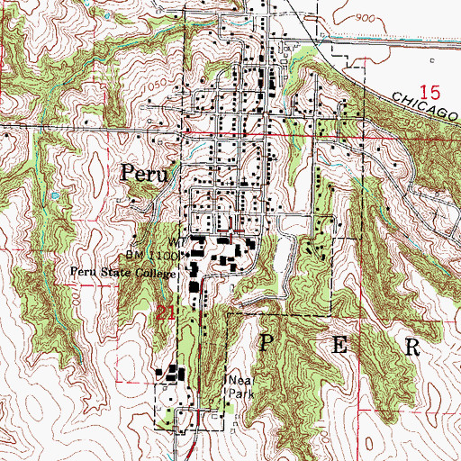 Topographic Map of Peru State College Presidents Home, NE