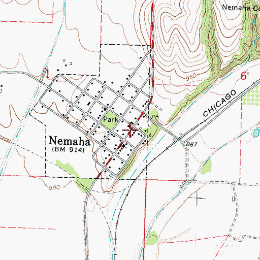 Topographic Map of Nemaha Post Office, NE