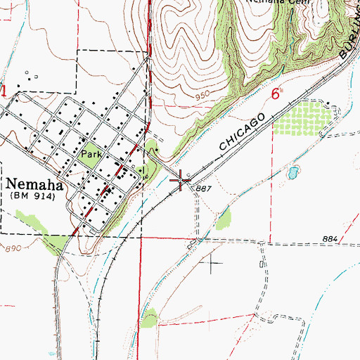Topographic Map of Nemaha (historical), NE