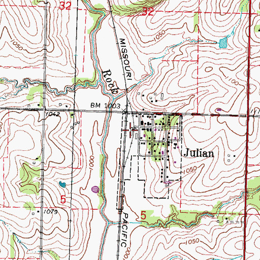 Topographic Map of Julian, NE