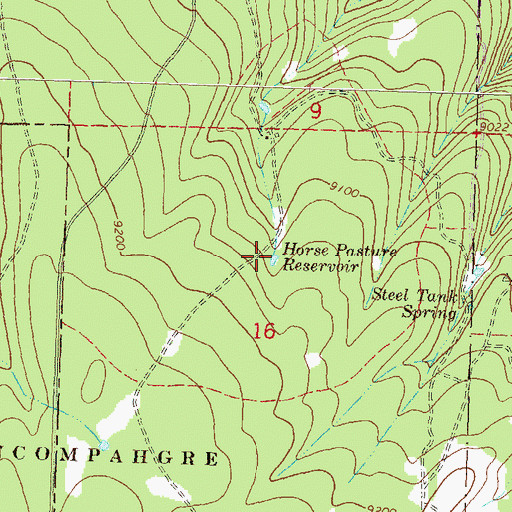 Topographic Map of Horse Pasture Reservoir, CO