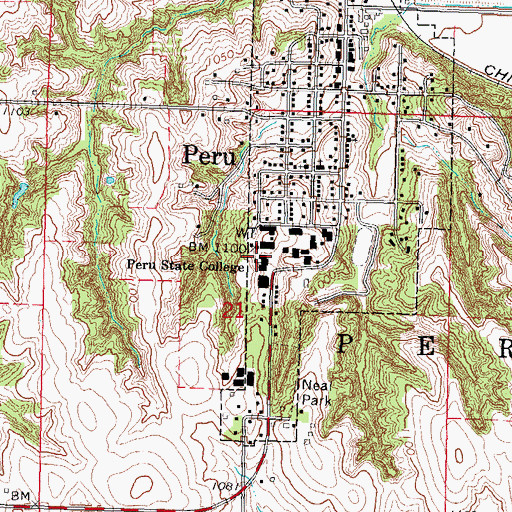 Topographic Map of Peru State College Historical Marker, NE