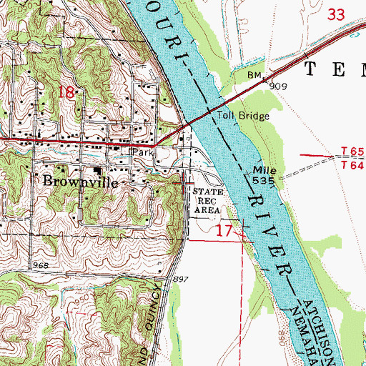 Topographic Map of Brownville (historical), NE